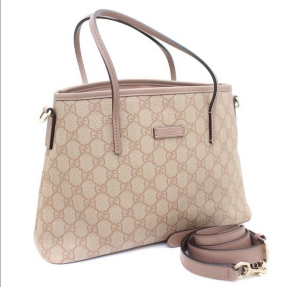 Gucci Nude Supreme Canvas w/ zip beige leather tote - Picture 6 of 16